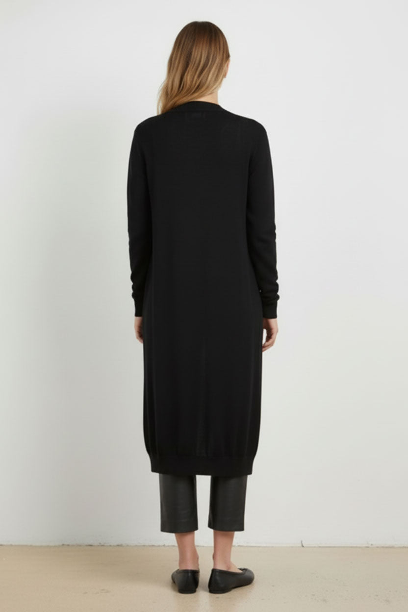 Black Button Down Long Women's Cardigan