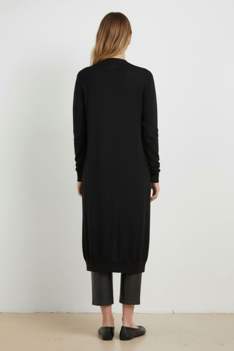 Black Button Down Long Women's Cardigan