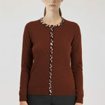 Brown Stone-Embroidered Women's Cardigan