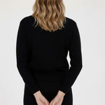 Women's Black Collar Stone Carved Cardigan