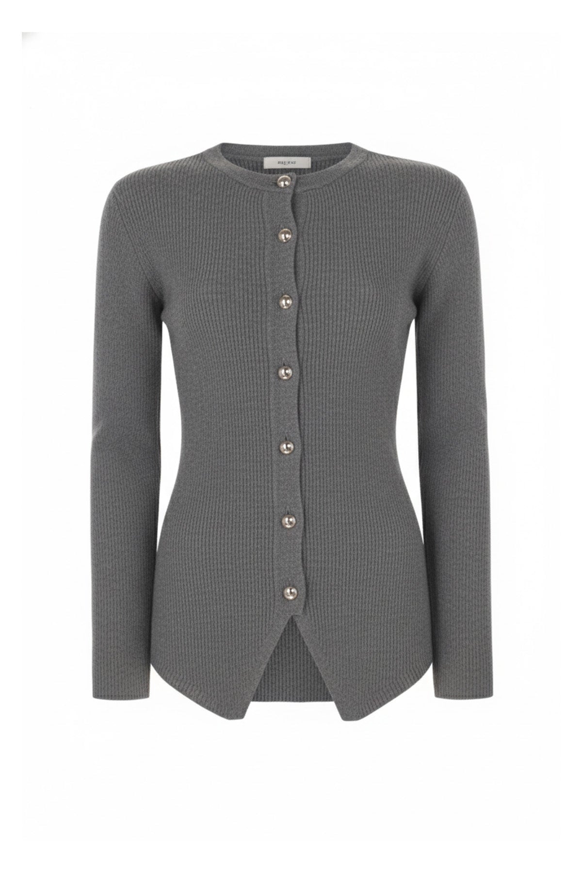 Dark Gray Metal Buttoned Women's Cardigan