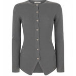 Dark Gray Metal Buttoned Women's Cardigan