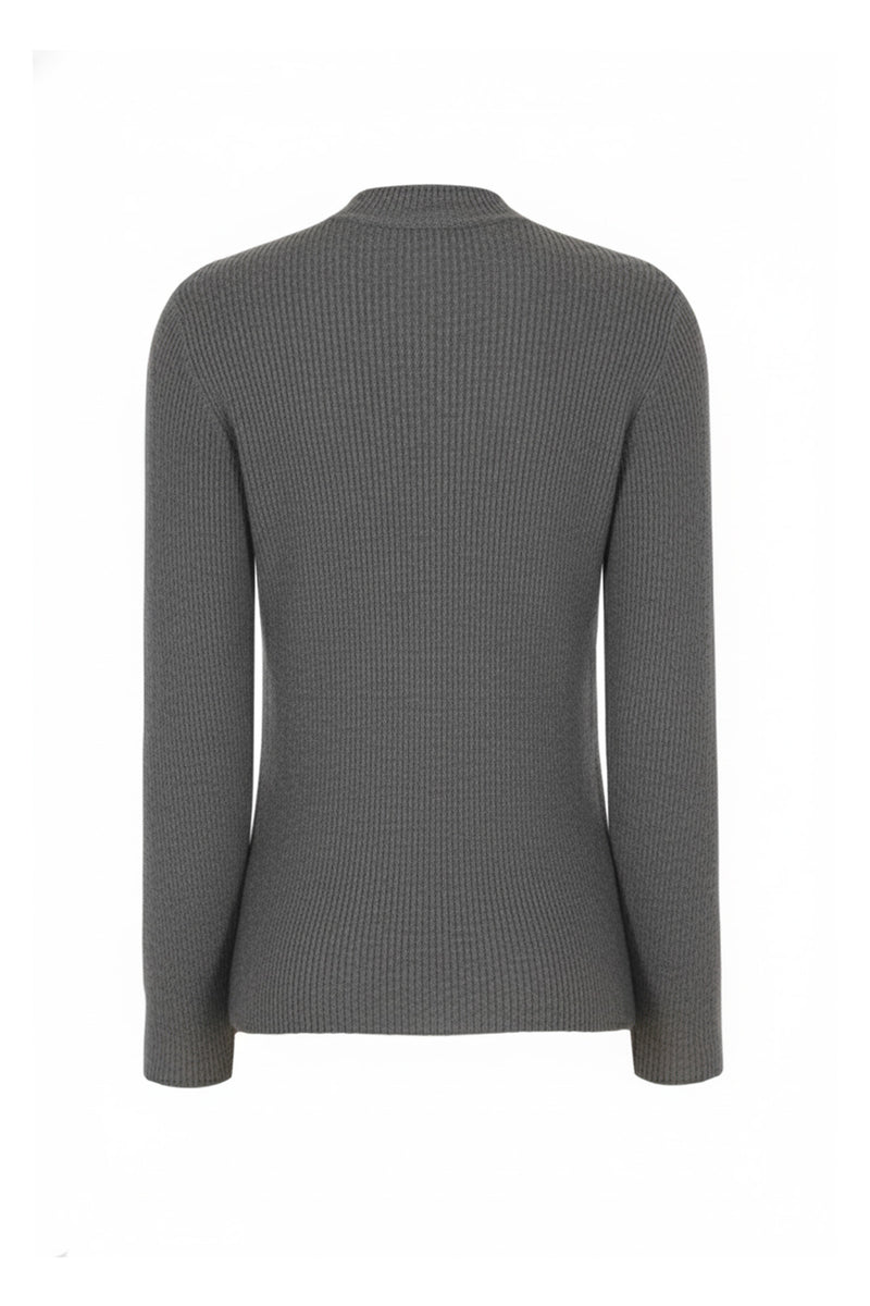 Dark Gray Metal Buttoned Women's Cardigan