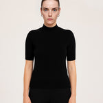 Black Half Neck Short Sleeved Women's Sweater