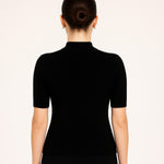 Black Half Neck Short Sleeved Women's Sweater