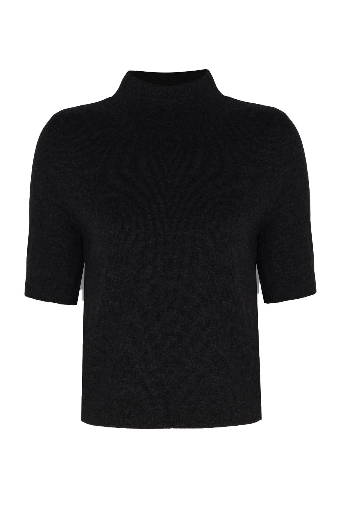 Black Half Neck Short Sleeved Women's Sweater