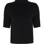 Black Half Neck Short Sleeved Women's Sweater