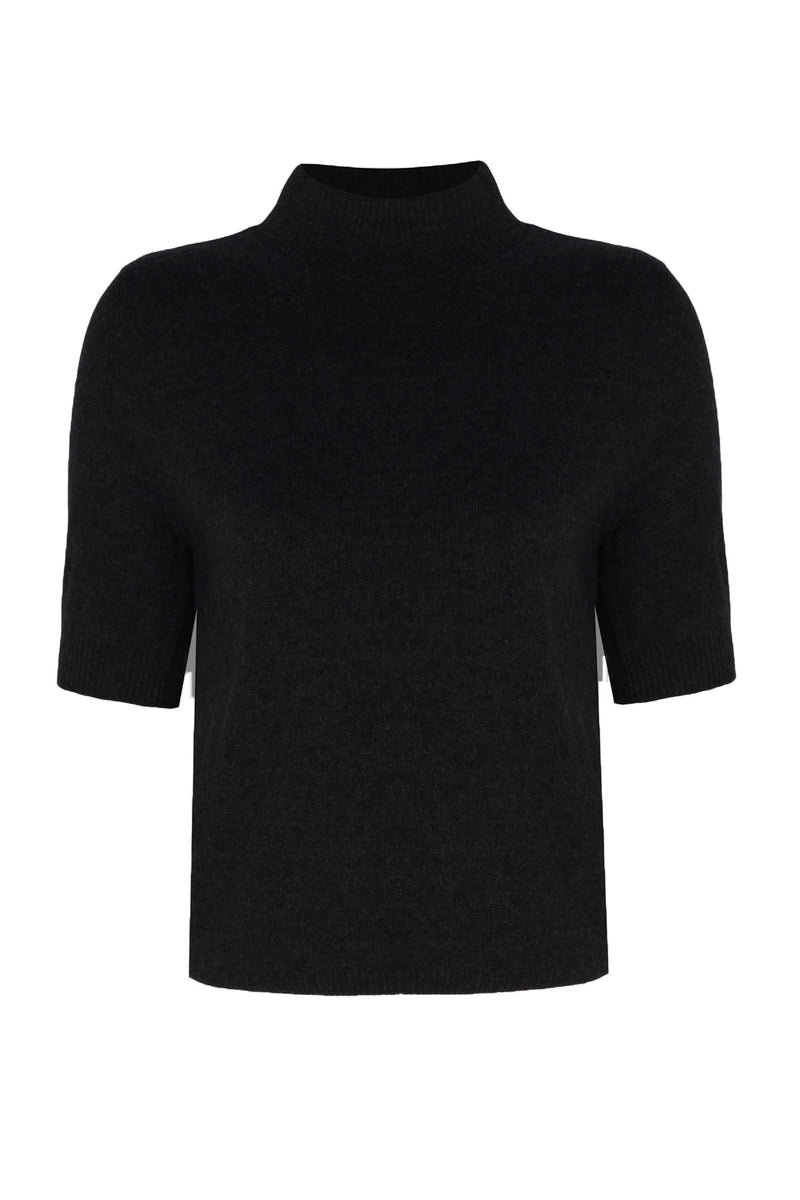 Black Half Neck Short Sleeved Women's Sweater