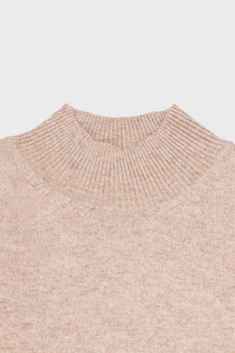 Camel Half-Zip Short Sleeve Women's Sweater