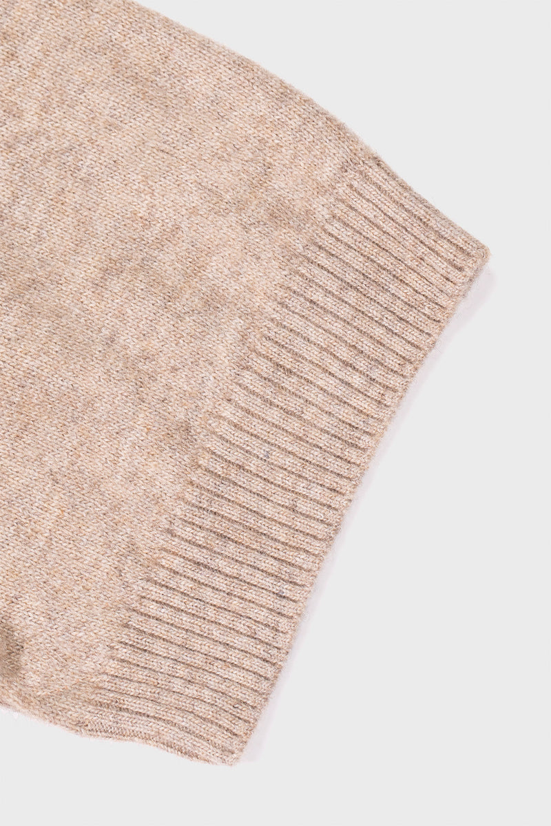 Camel Half-Zip Short Sleeve Women's Sweater