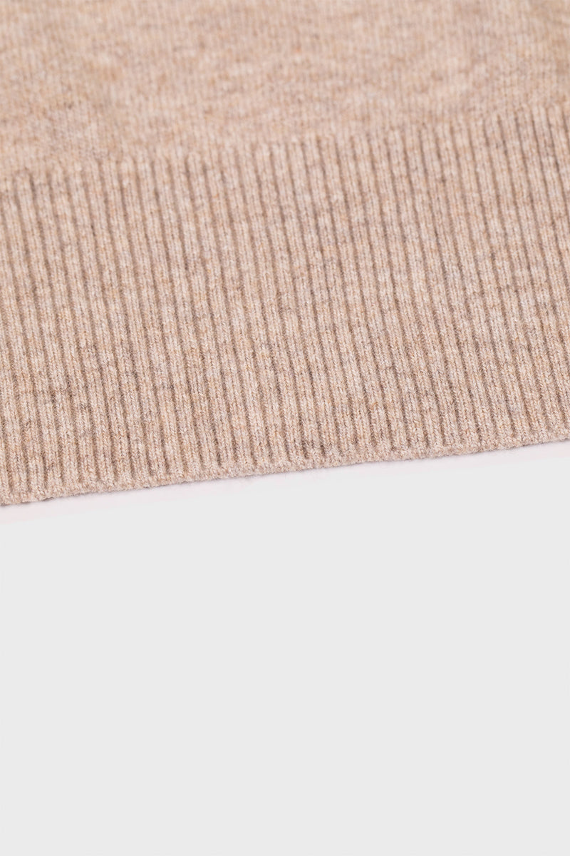 Camel Half-Zip Short Sleeve Women's Sweater