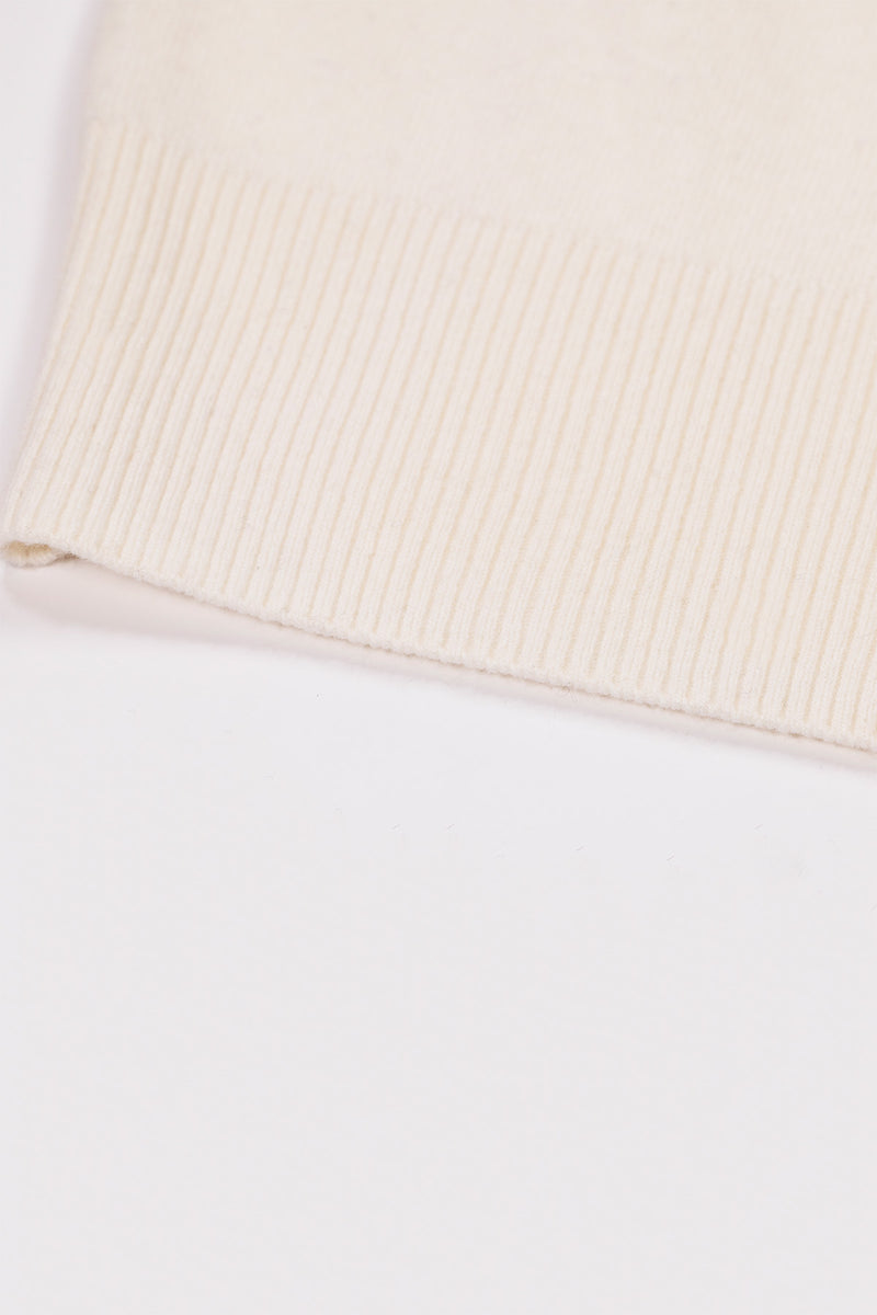 Ecru Half-Neck Short-Sleeved Women's Sweater