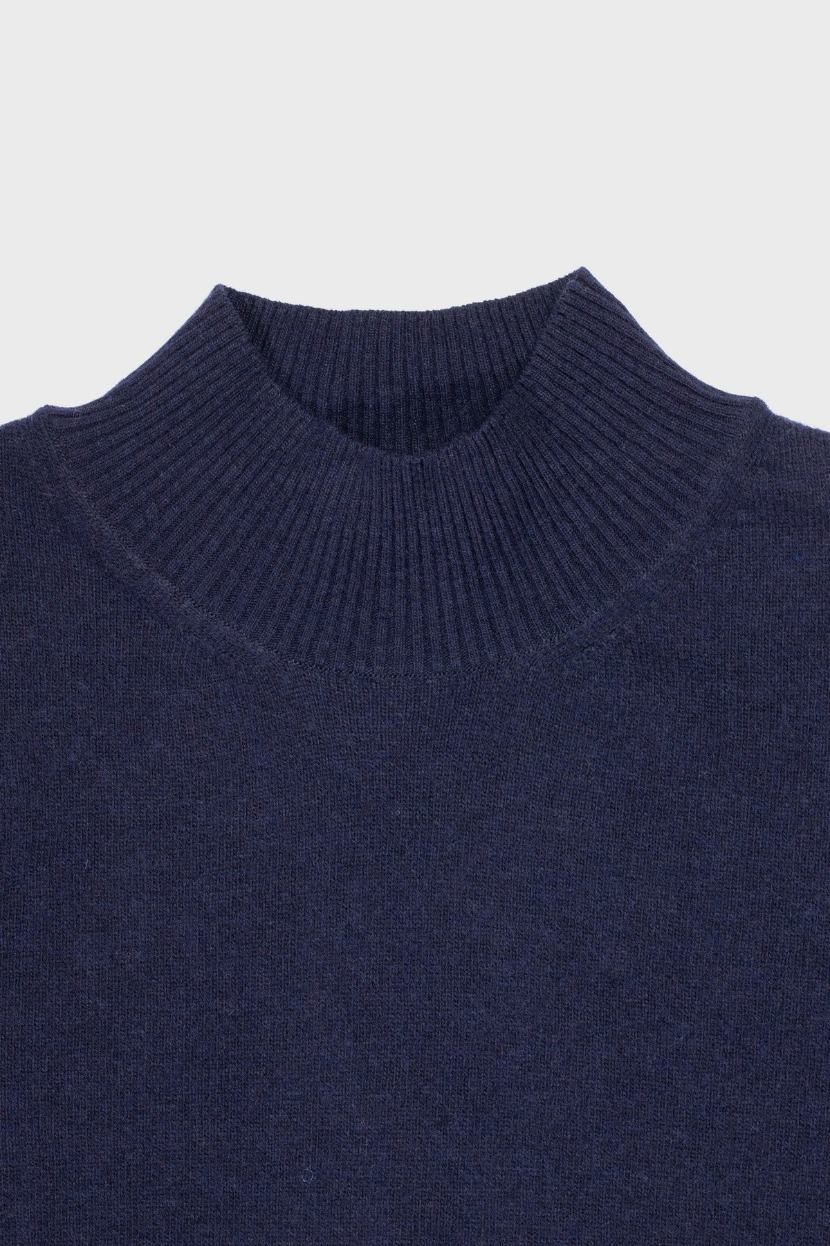 Navy Blue Short-Sleeved Women's Sweater with Half Collar