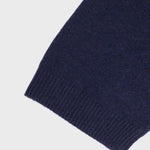 Navy Blue Short-Sleeved Women's Sweater with Half Collar