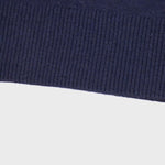 Navy Blue Short-Sleeved Women's Sweater with Half Collar