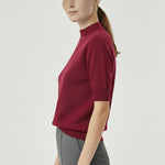 Plum Half-Zip Short Sleeve Women's Sweater