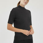 Dark Gray Half-Zip Short Sleeve Women's Sweater