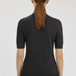 Dark Gray Half-Zip Short Sleeve Women's Sweater