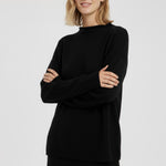 Black Stand Collar Basic Women's Sweater
