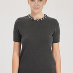 Dark Gray Stone and Beaded Women's Sweater