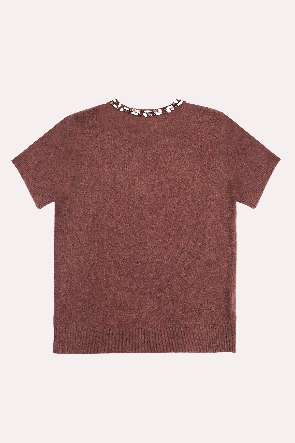 Brown Stone and Beaded Women's Sweater