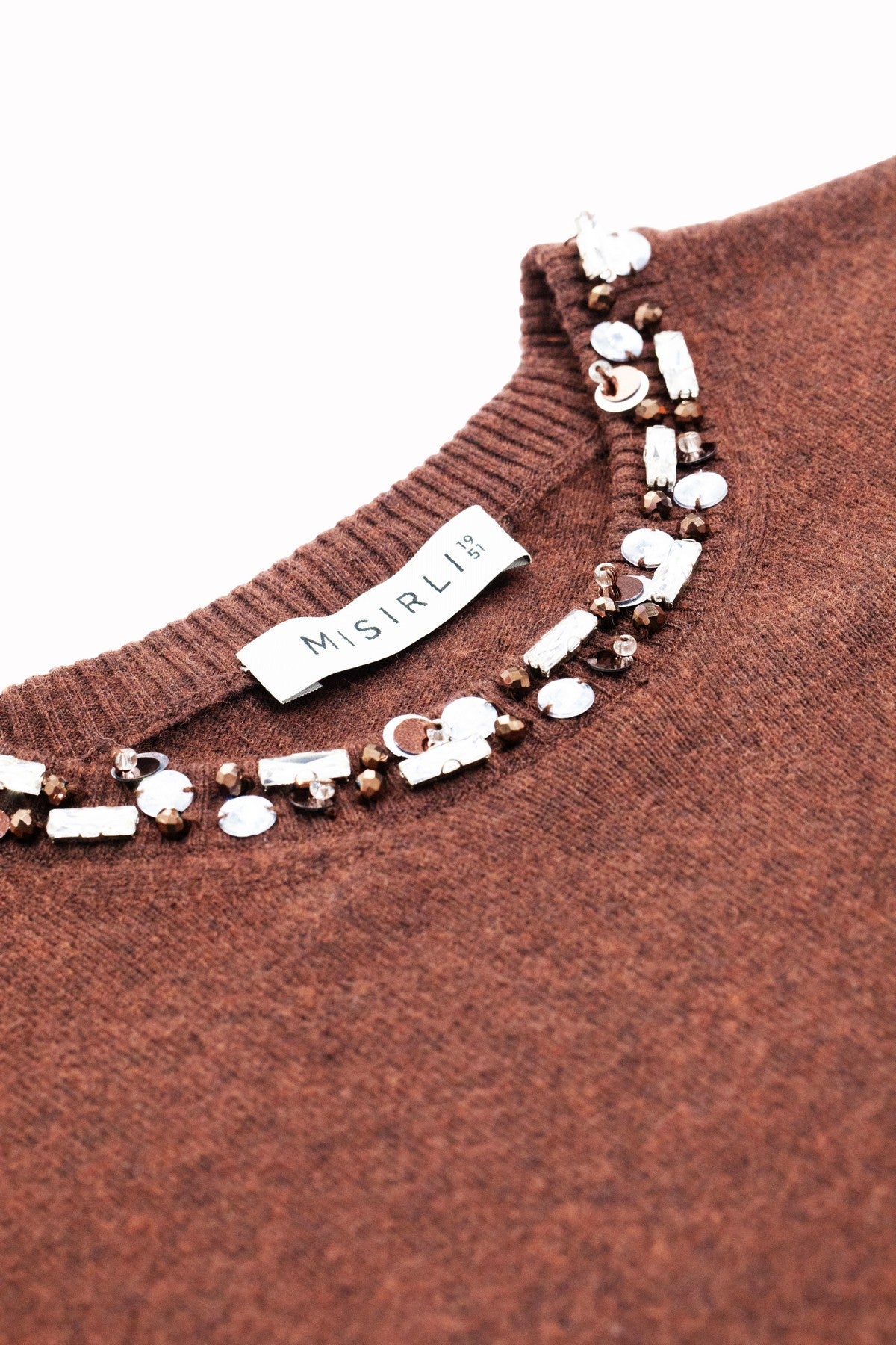 Brown Stone and Beaded Women's Sweater