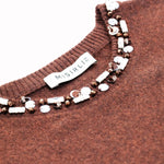 Brown Stone and Beaded Women's Sweater