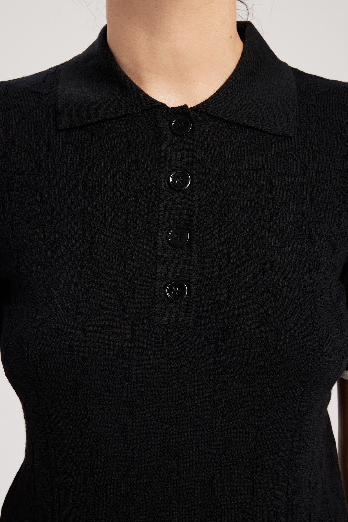 Black Ecru Texture Patterned Women's Sweater