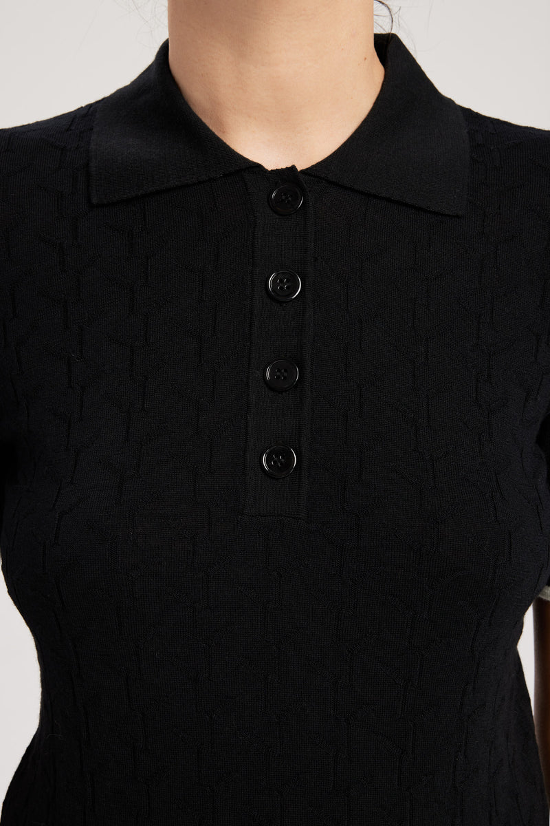 Black Ecru Texture Patterned Women's Sweater