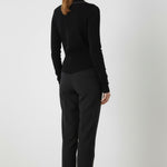 Women's Sweater with Black Collar and Pearl Details