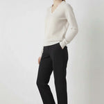 Women's Sweater with Ivory Collar and Pearl Details