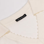 Women's Sweater with Ivory Collar and Pearl Details