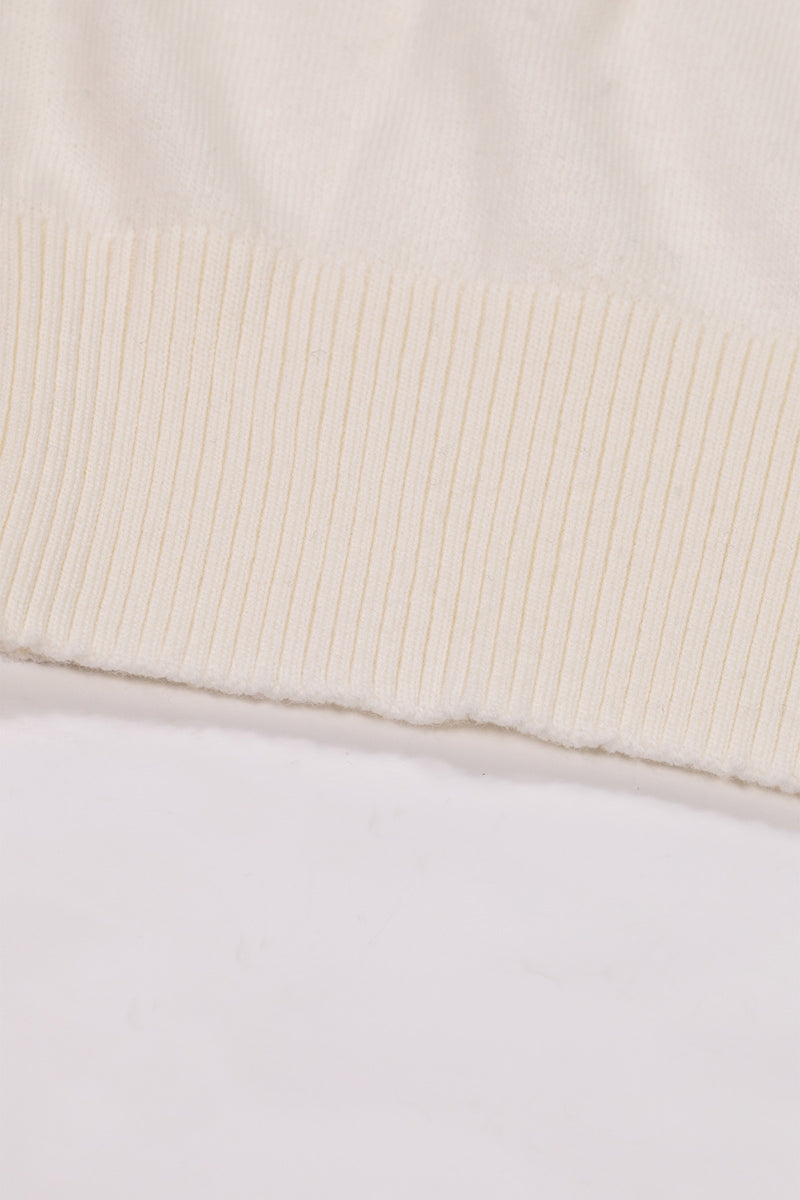 Women's Sweater with Ivory Collar and Pearl Details