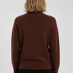 Brown V-Neck Ribbed Women's Sweater