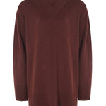 Brown V-Neck Ribbed Women's Sweater