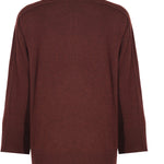 Brown V-Neck Ribbed Women's Sweater
