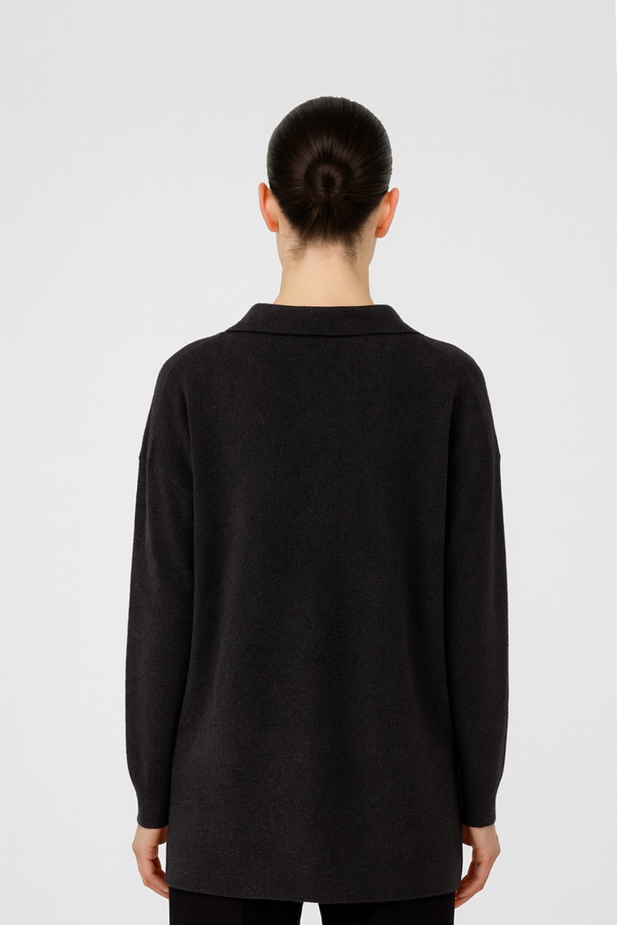 Dark Gray Collared Women's Sweater