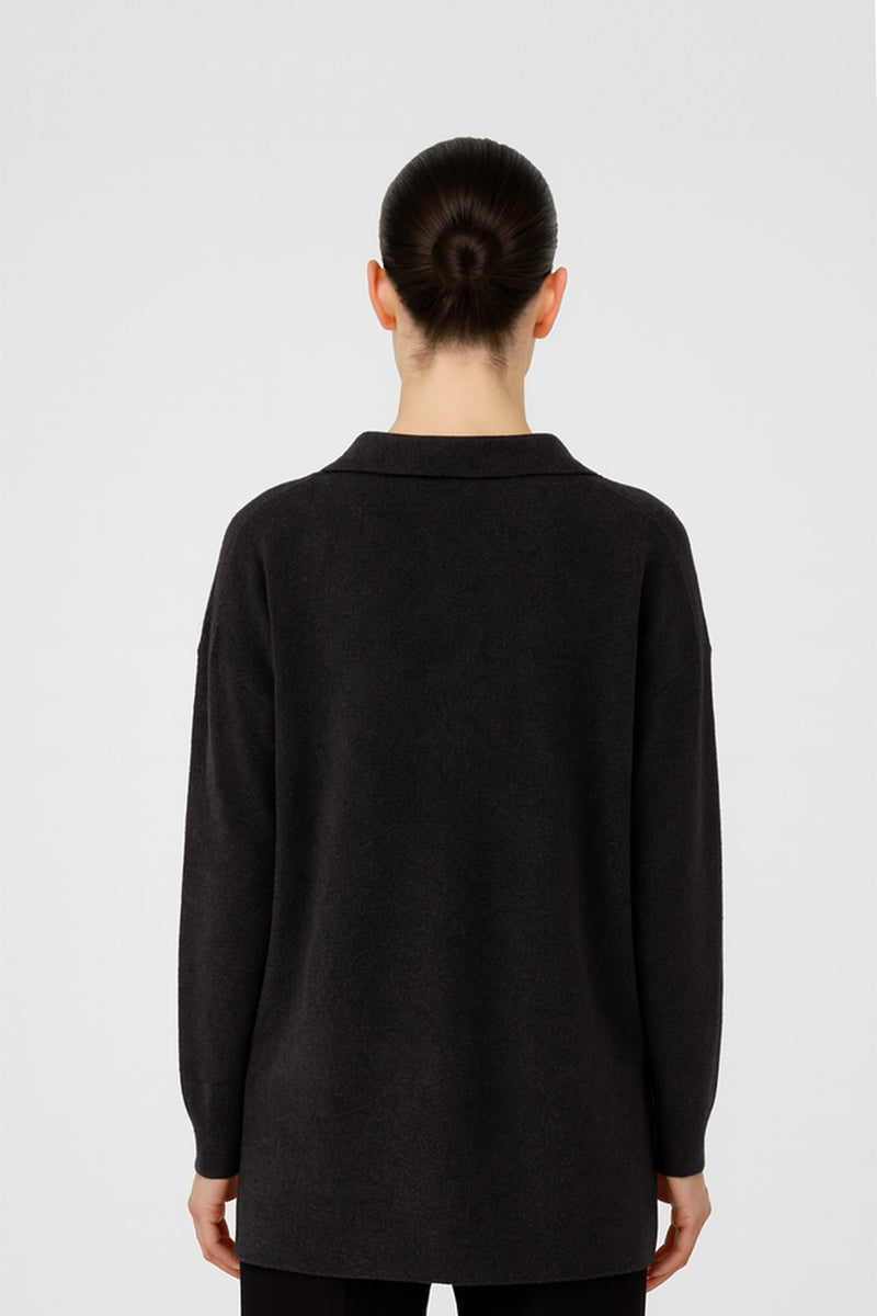 Dark Gray Collared Women's Sweater