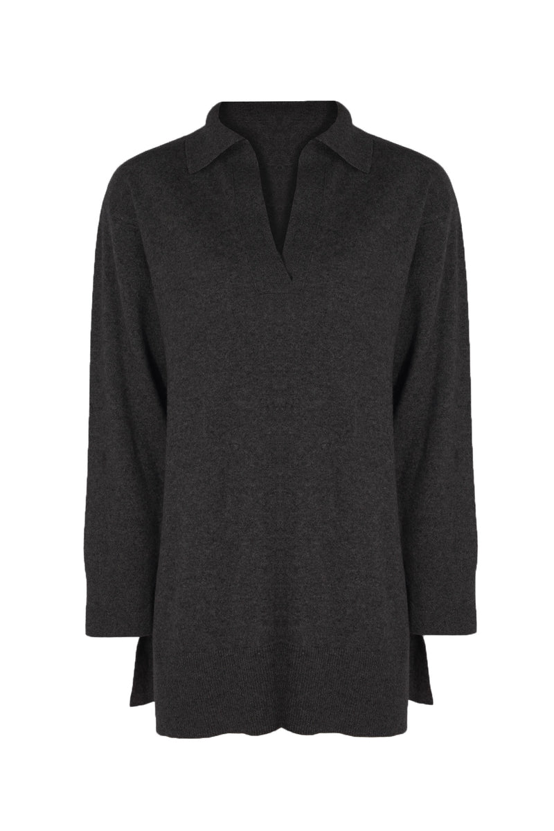 Dark Gray Collared Women's Sweater