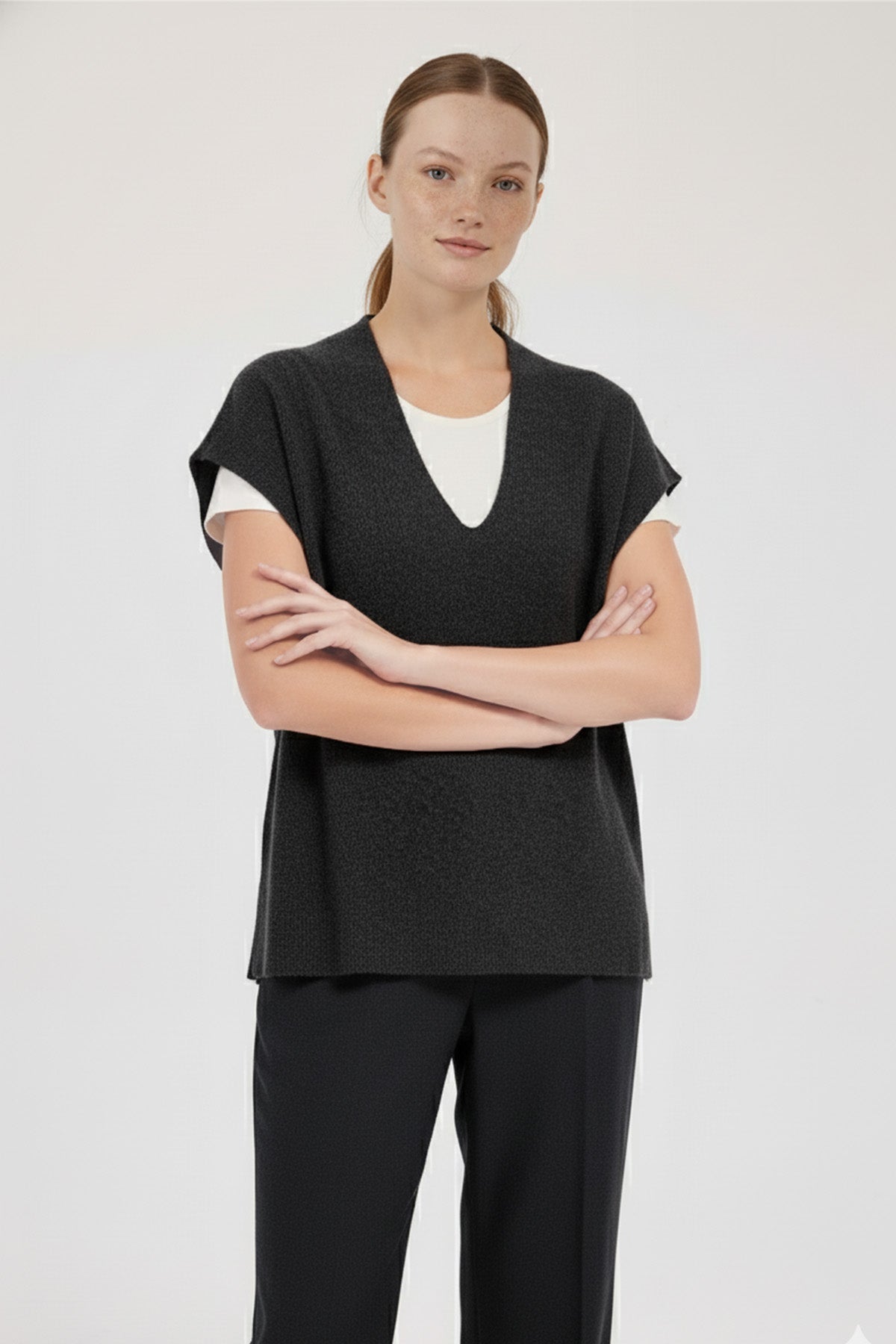 Dark Gray V-Neck Women's Sweater