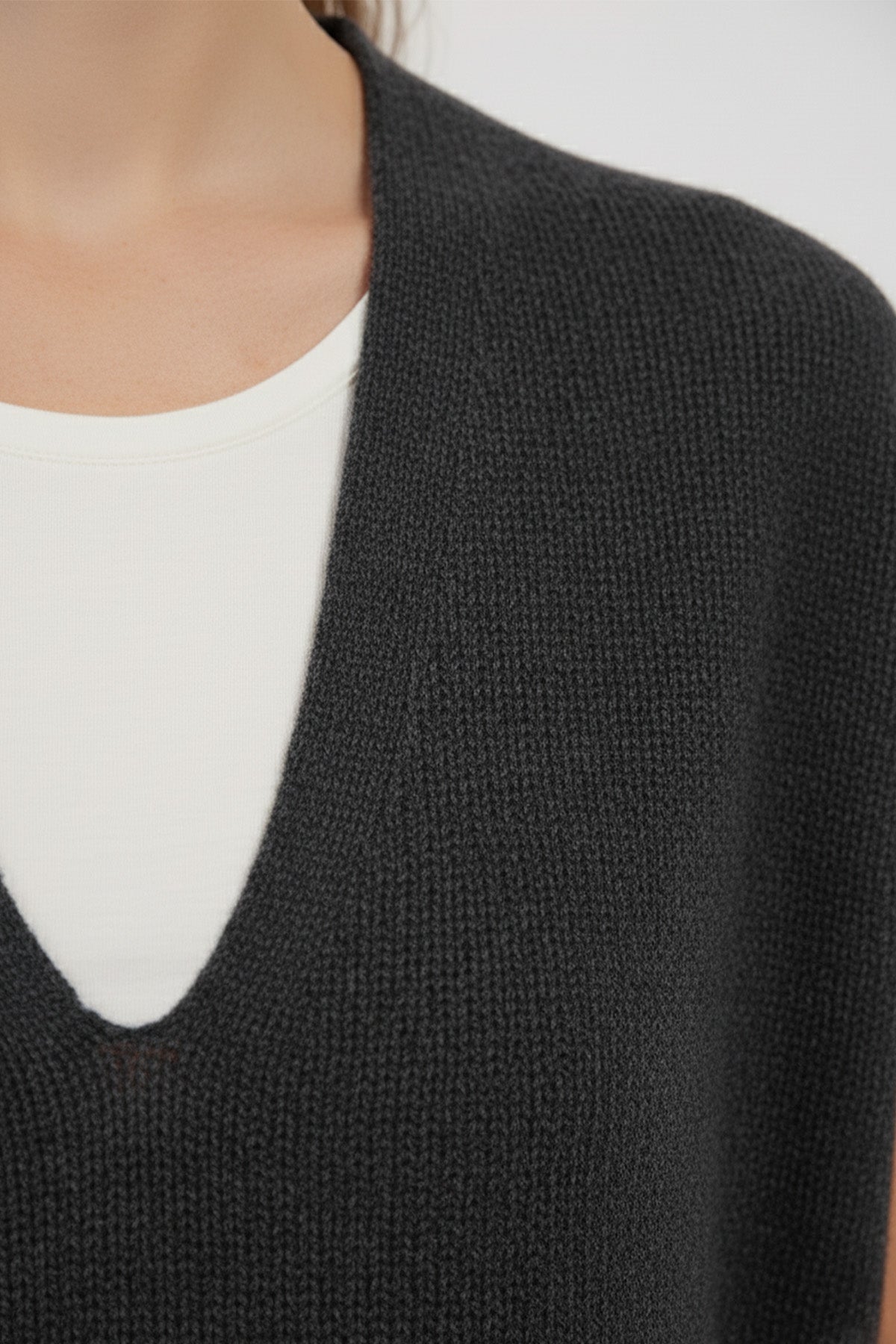 Dark Gray V-Neck Women's Sweater