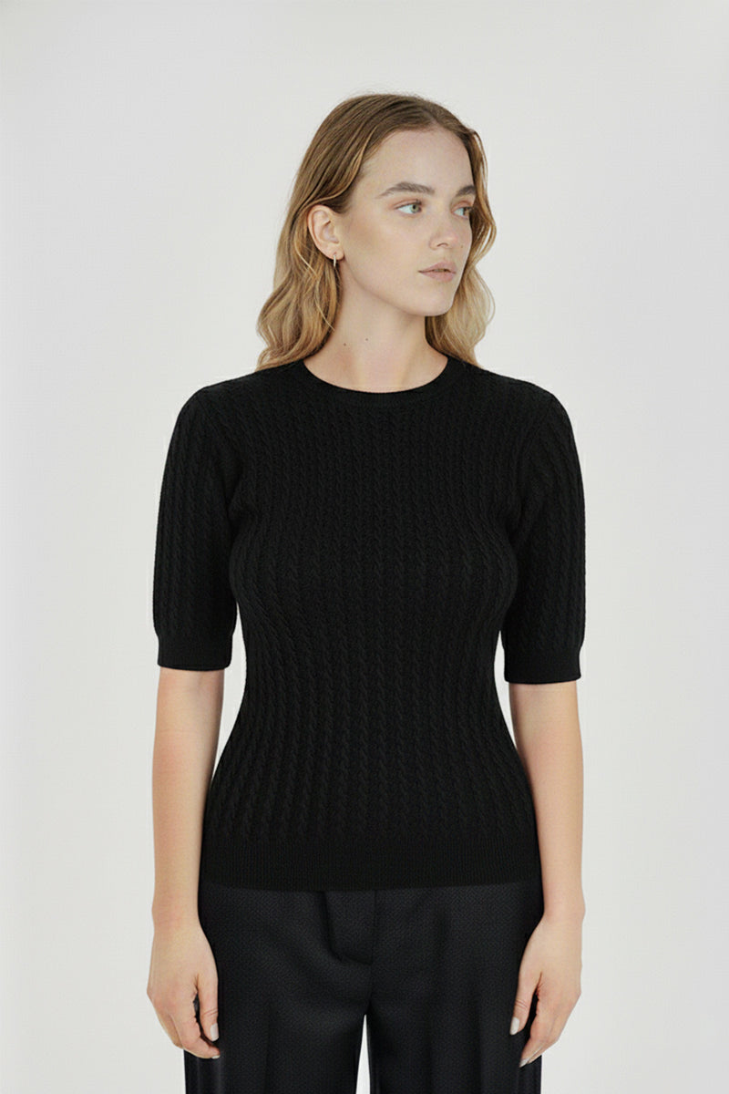 Women's Black Knit Pattern Sweater