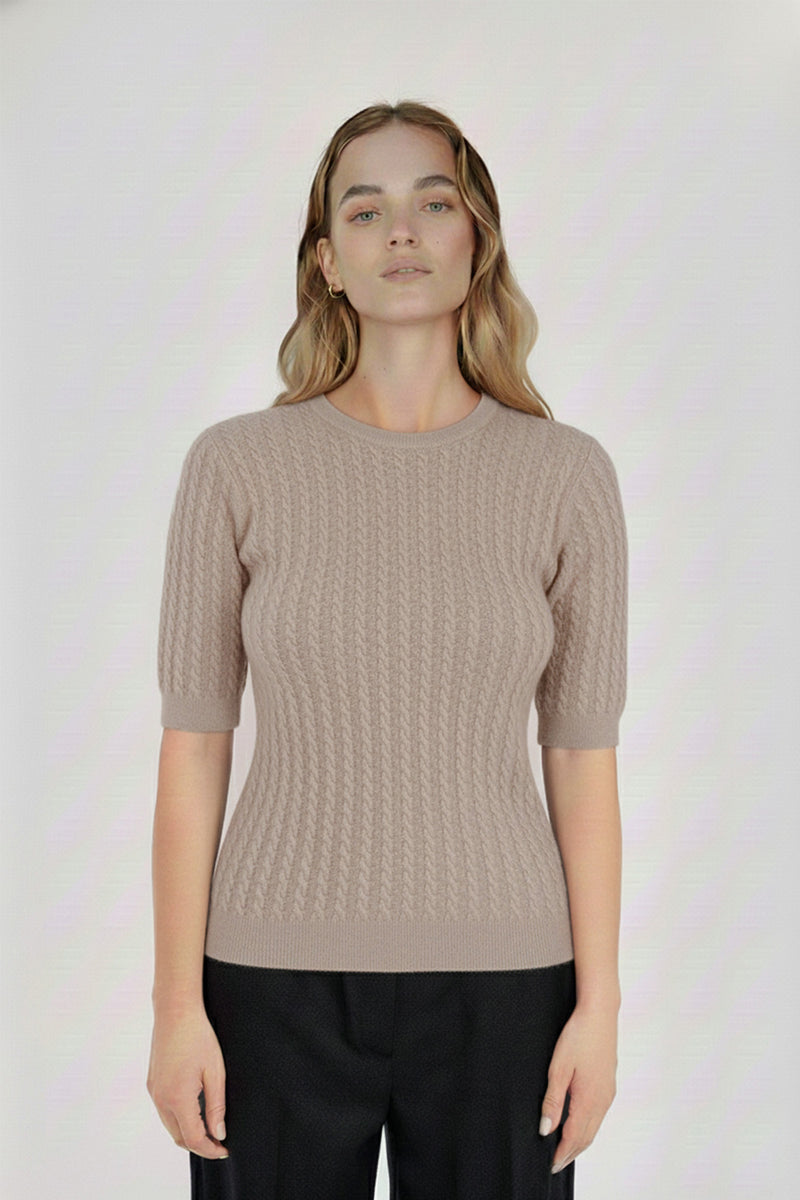 Women's Camel Knit Pattern Pullover