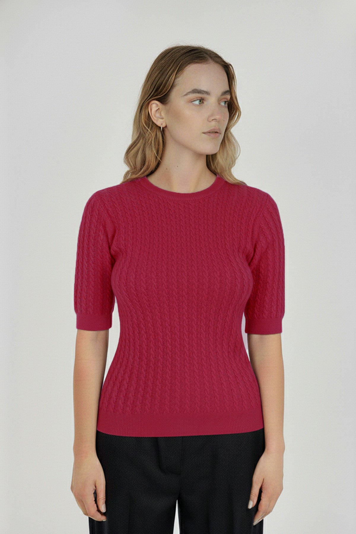 Women's Sweater with Purple Knit Pattern