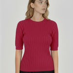 Women's Sweater with Purple Knit Pattern