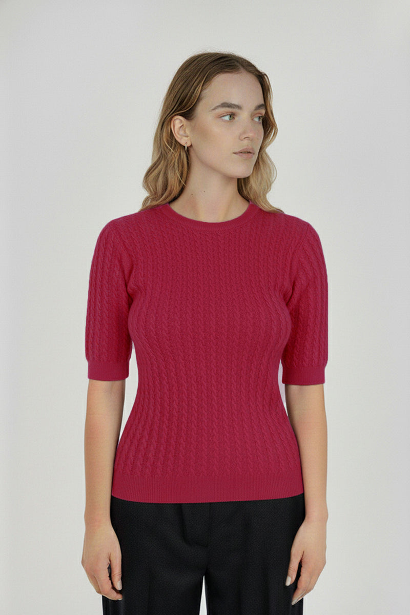 Women's Sweater with Purple Knit Pattern