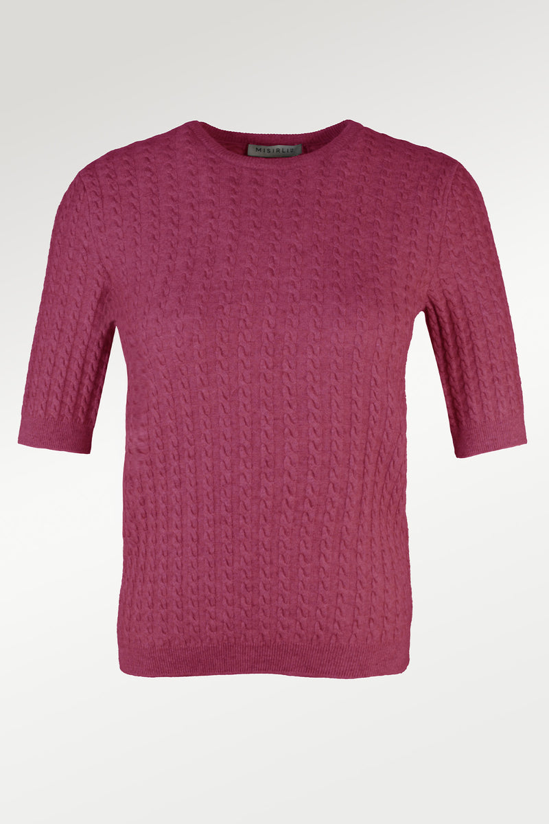 Women's Sweater with Purple Knit Pattern