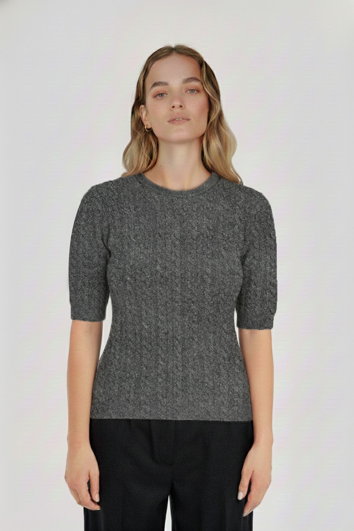 Women's Sweater with Dark Gray Knit Pattern