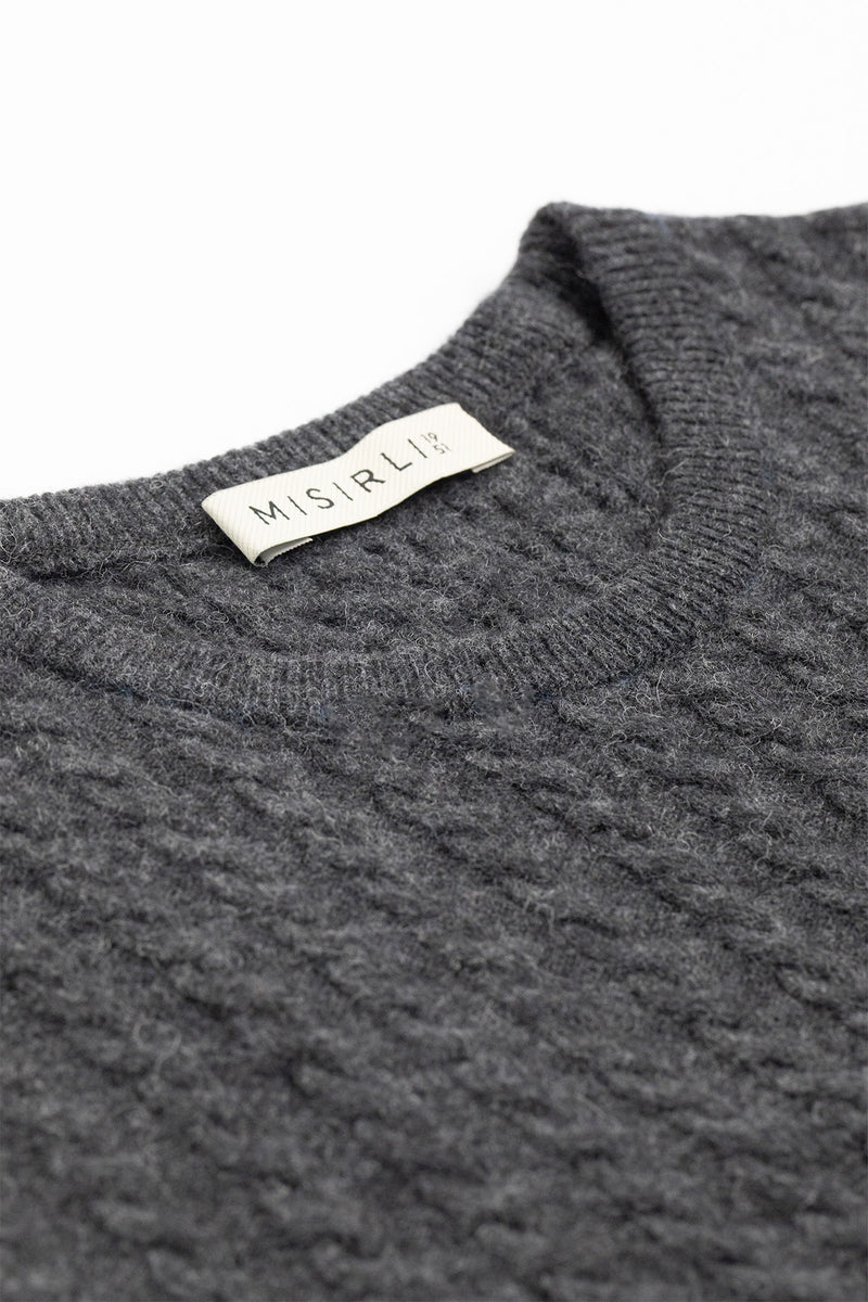 Women's Sweater with Dark Gray Knit Pattern