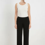Women's Black Ribbed Wide Leg Pants